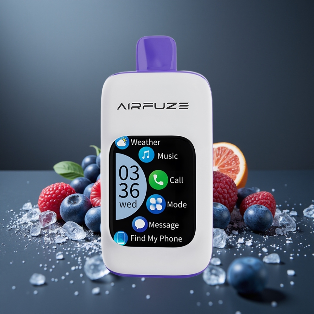AirFuze Smart 30000 Puffs Disposable Pod Blå Hindbær Is med 5% Nikotin & Touch Skærm