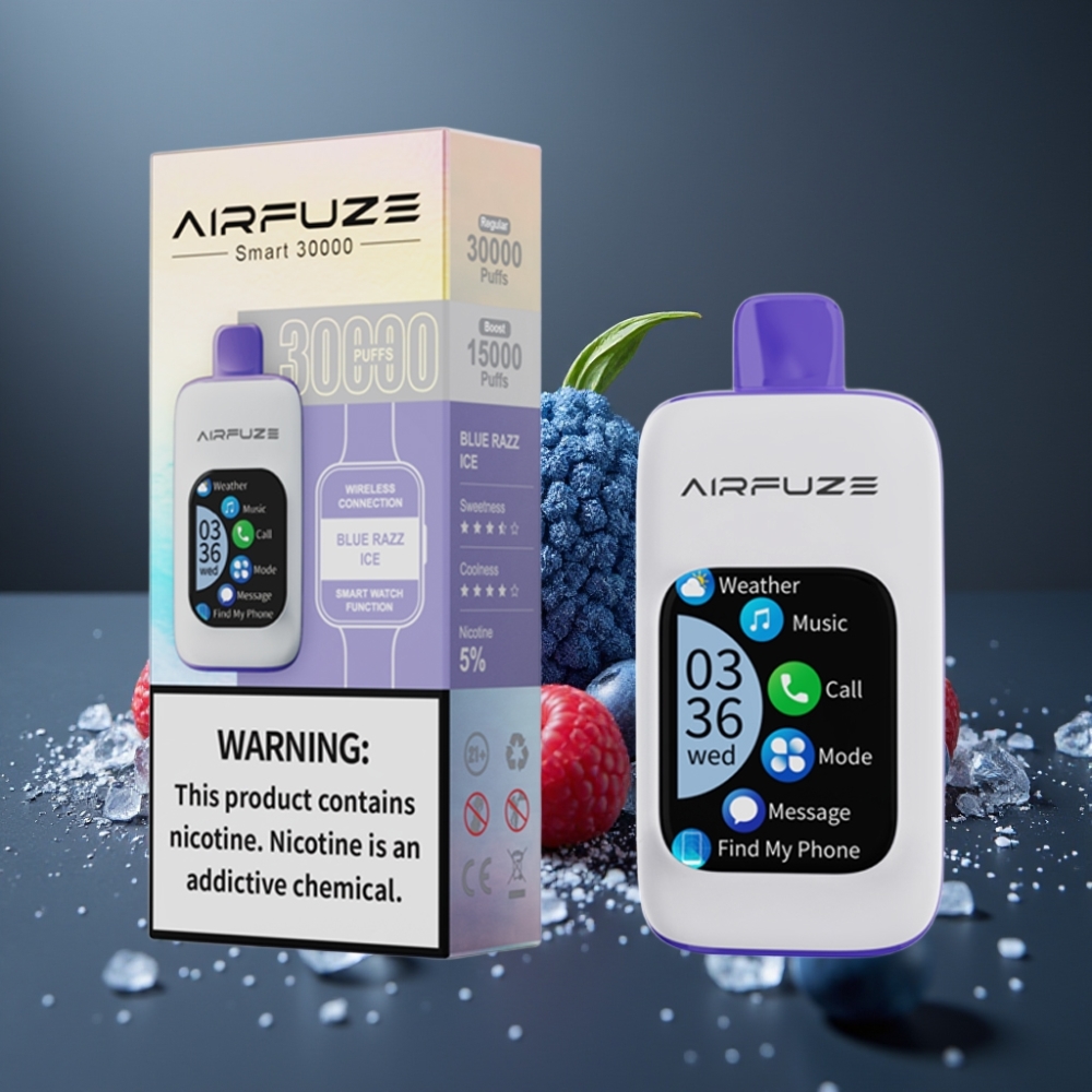 AirFuze Smart 30000 Puffs Disposable Pod Blå Hindbær Is med 5% Nikotin & Touch Skærm
