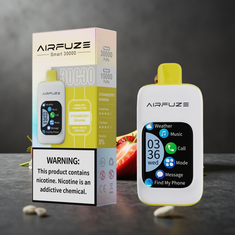 AirFuze Smart 30000 Puffs Disposable Pod Jordbær Banan Touch Skærm 900mAh Type-C