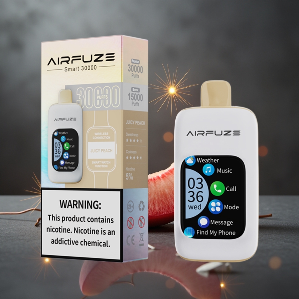AirFuze Smart 30000 Puffs Disposable Pod Juicy Peach (Saftig Fersken) med 5% Nikotin & Touch Skærm