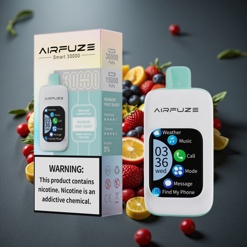 AirFuze Smart 30000 Puffs Disposable Pod Regnbue Frugt Eksplosion med 5% Nikotin og 900mAh