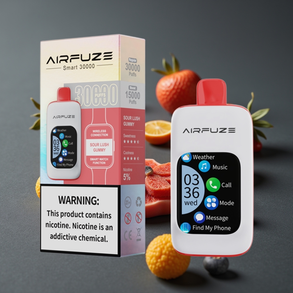 AirFuze Smart 30000 Puffs Disposable Pod Syrlig Lush Gummy med 5% Nikotin & Touchskærm