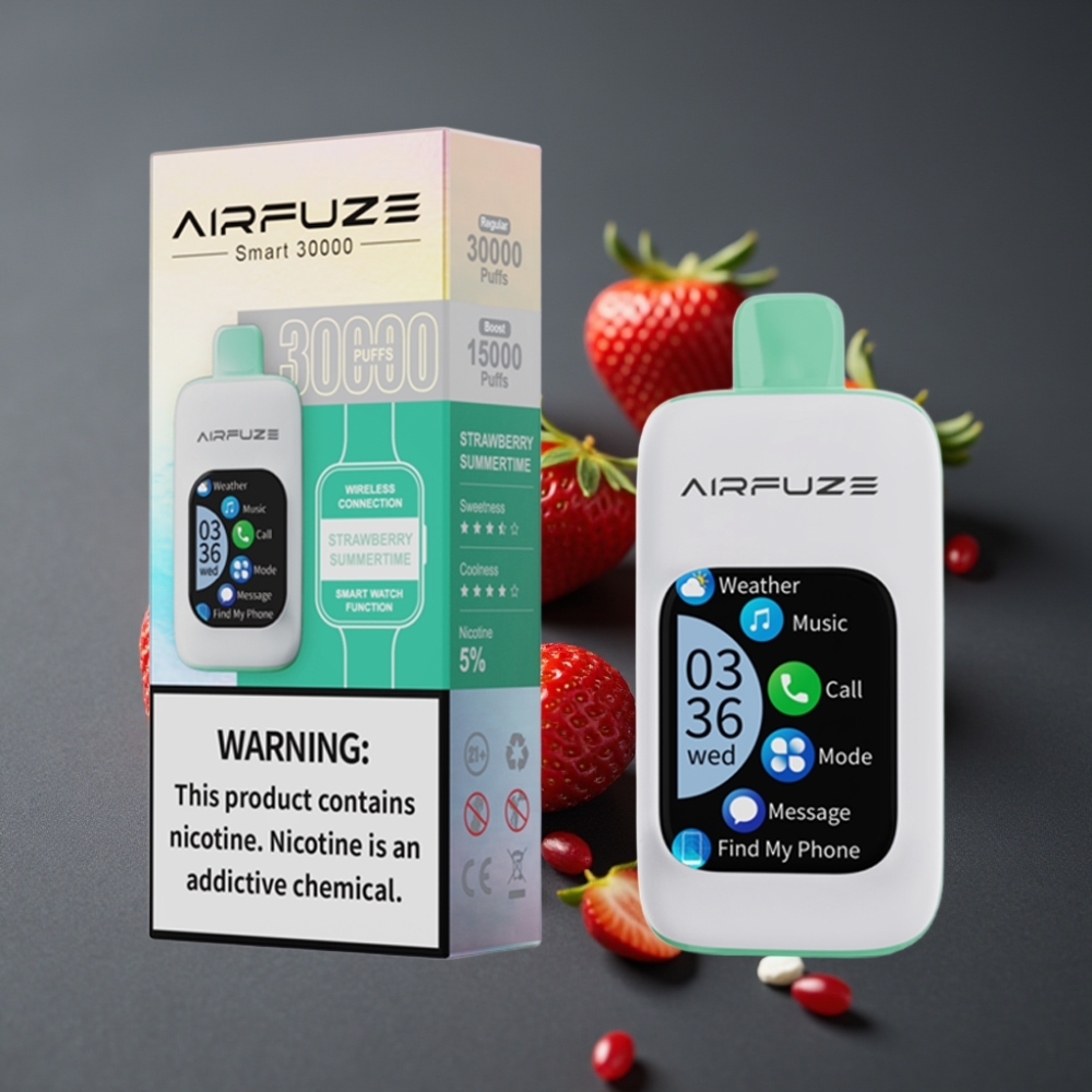 AirFuze Smart 30000 Puffs Smultron Sommer Disposable Pod med 900mAh og Touch Skærm
