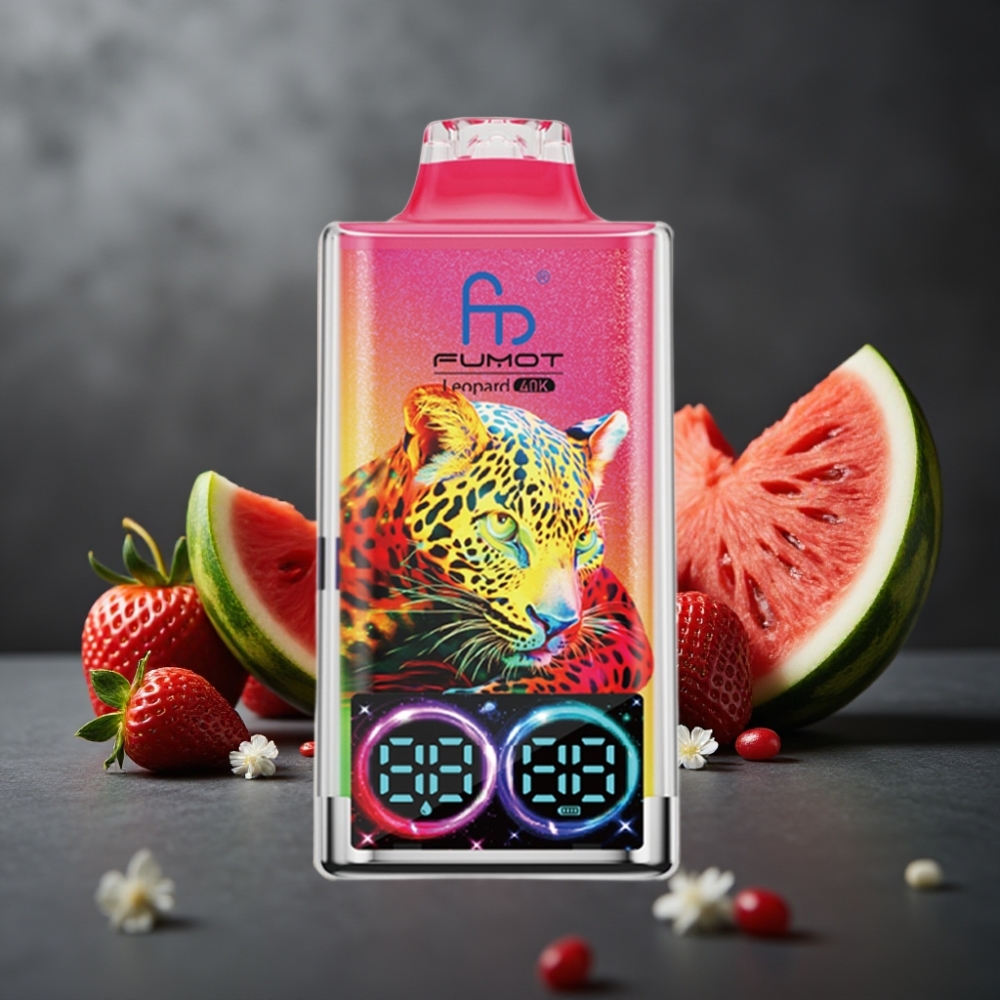 Fumot Leopard 40K Puffs Jordbær Vandmelon Dual Mesh Type-C Digital Display