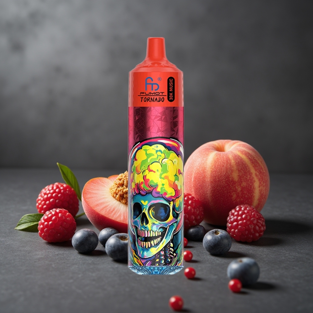 Fumot RandM Tornado 30000 Puffs Fersken Bær 30mL 5% 1.0 Ohm Mesh