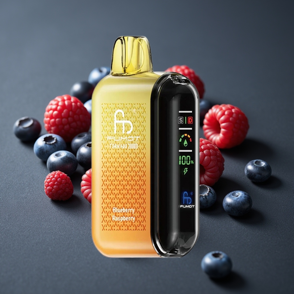 Fumot Tornado 20000 Puffs Blåbær Hindbær Dual Mesh 20ml Smart Display