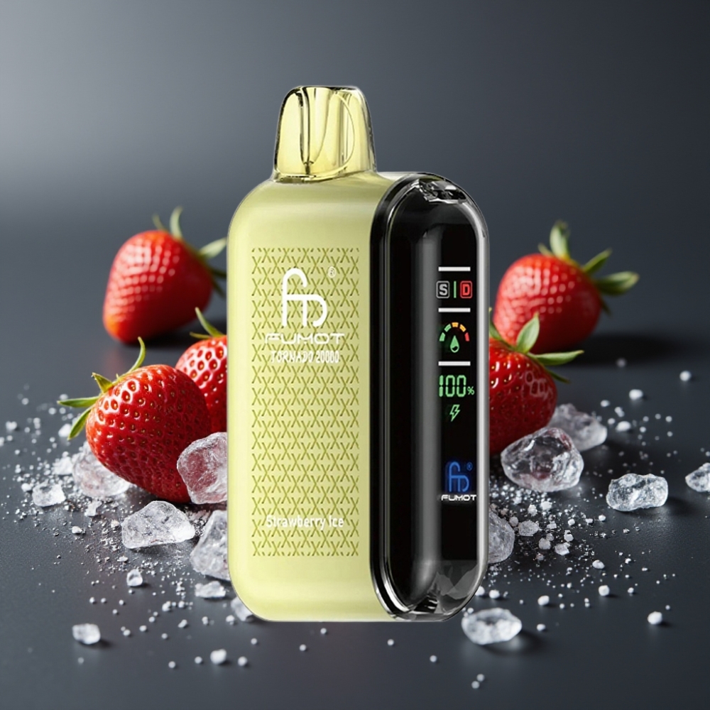 Fumot Tornado 20000 Puffs Jordbær Is Dual Mesh Coil Smart Display