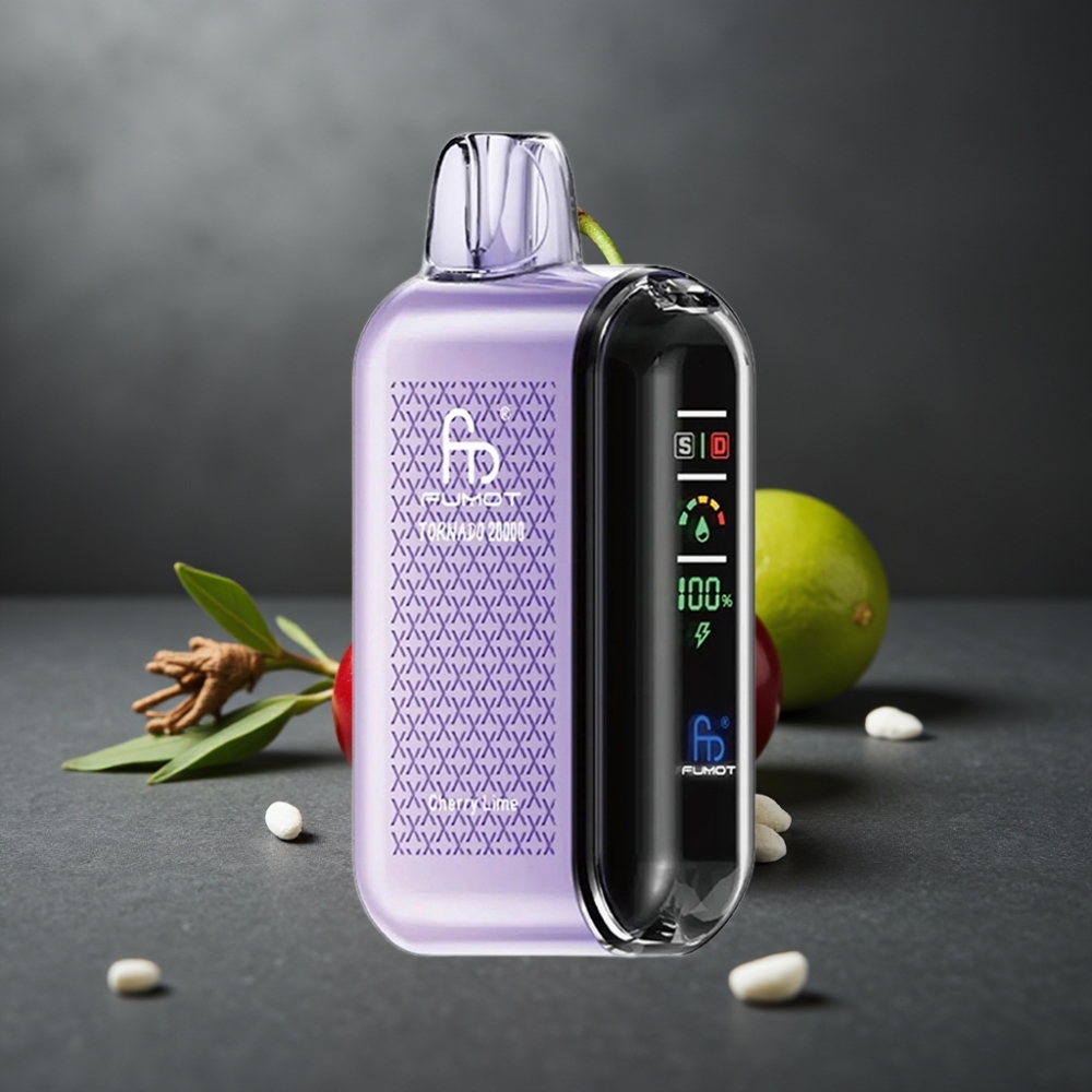 Fumot Tornado 20000 Puffs Kirsebær Lime Dual Mesh Coil Smart Display