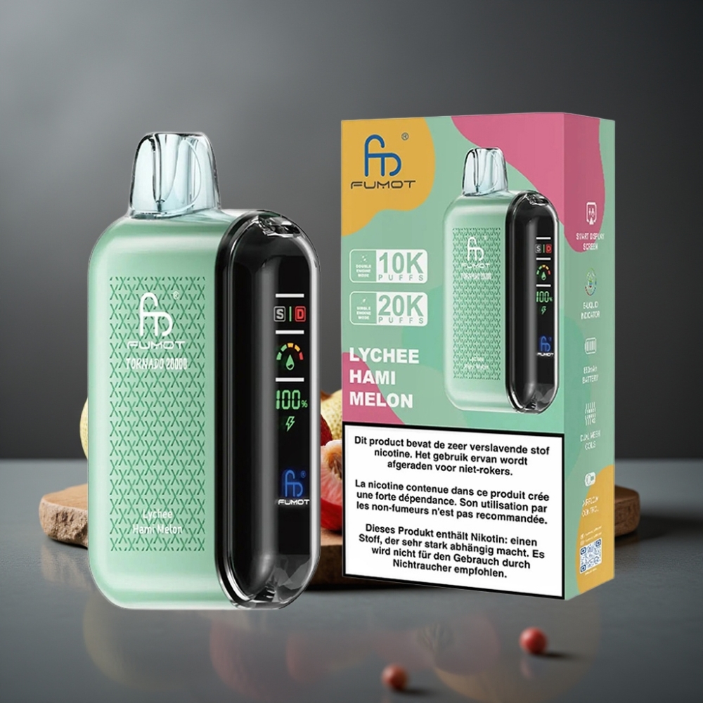 Fumot Tornado 20000 Puffs Litchi Hami Melon Dual Mesh Coil 20ml 850mAh