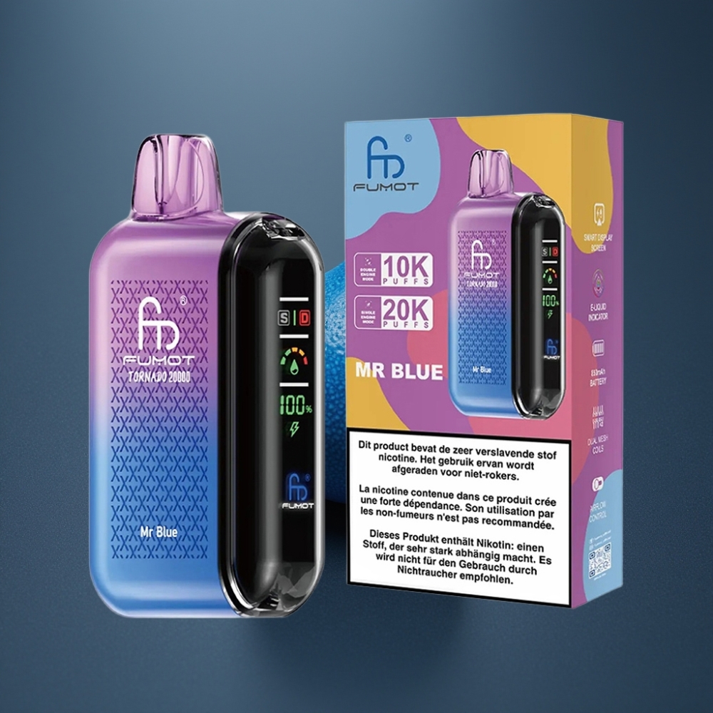 Fumot Tornado 20000 Puffs Mr Blå Dual Mesh Coil 20ml 850mAh