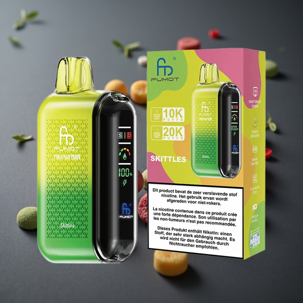 Fumot Tornado 20000 Puffs Skittles Dual Mesh Coil 20ml 850mAh Smart Display