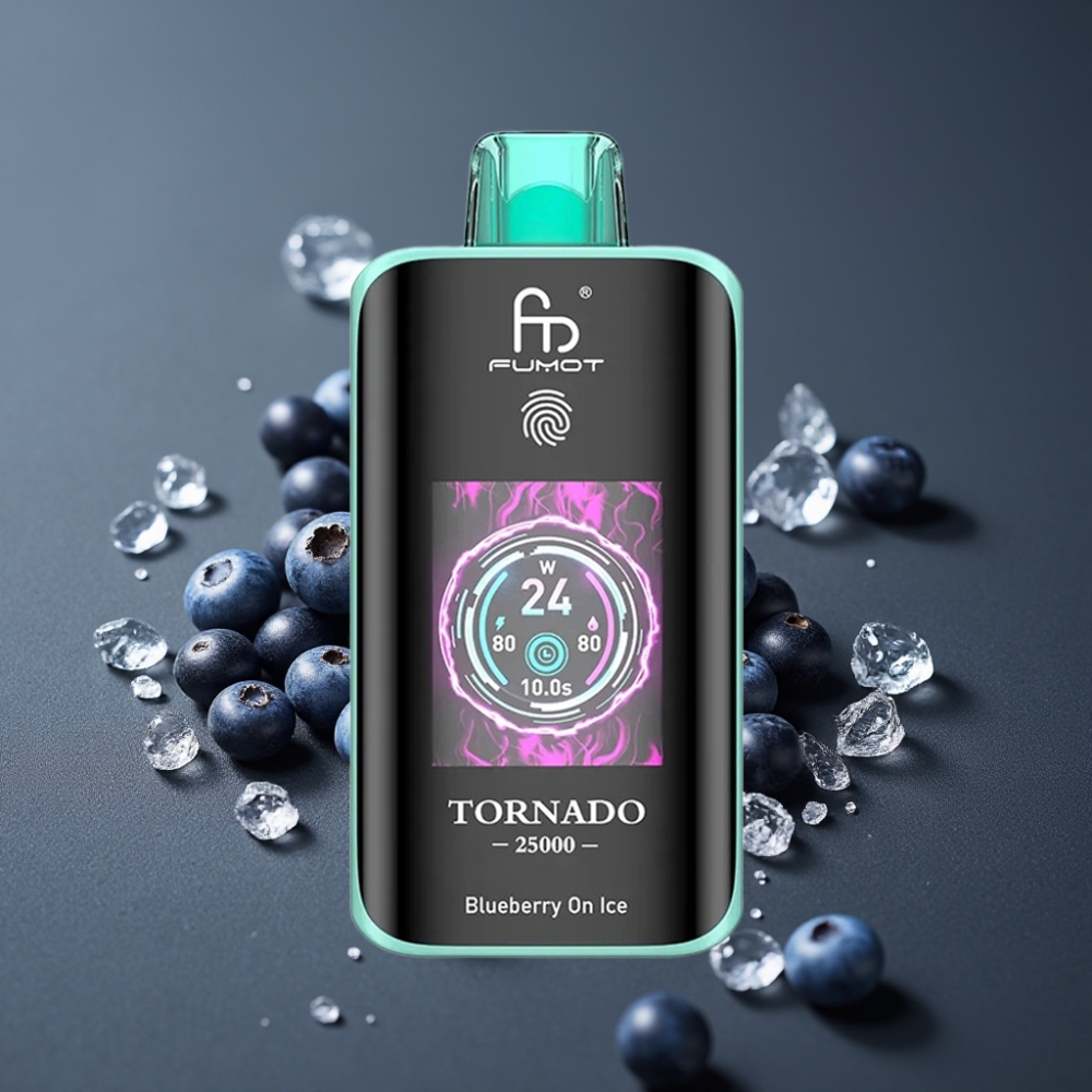 Fumot Tornado 25000 Puffs Blåbær På Is med HD Skærm & 700mAh Batteri