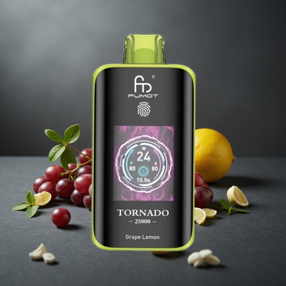 Fumot Tornado 25000 Puffs Drue Citron med HD Skærm & 20ml