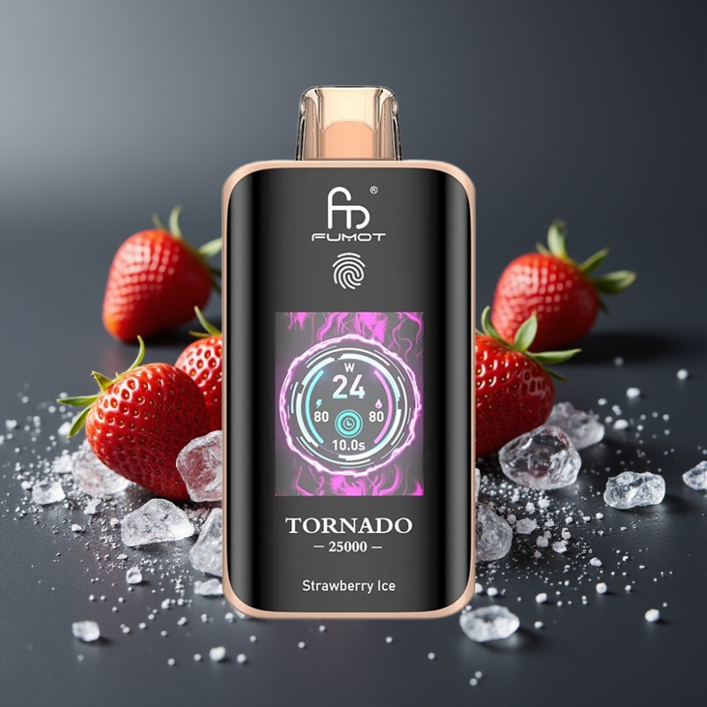 Fumot Tornado 25000 Puffs Jordbær Is med HD Skærm & 700mAh Batteri