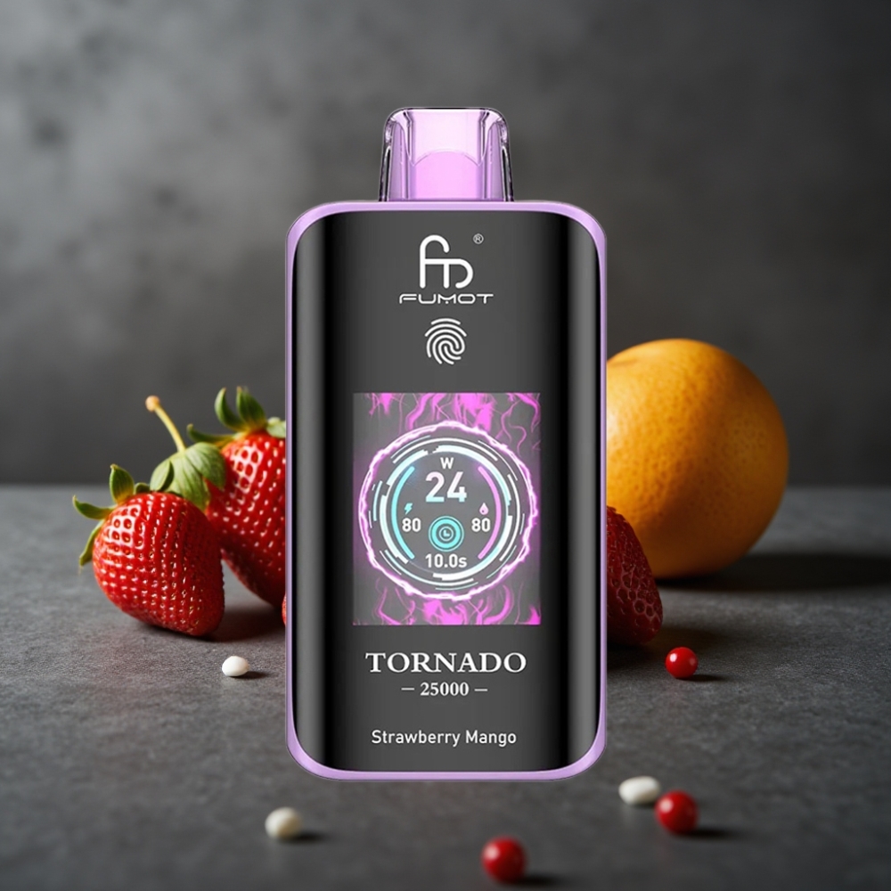 Fumot Tornado 25000 Puffs Jordbær Mango HD Skærm 20ml Type-C