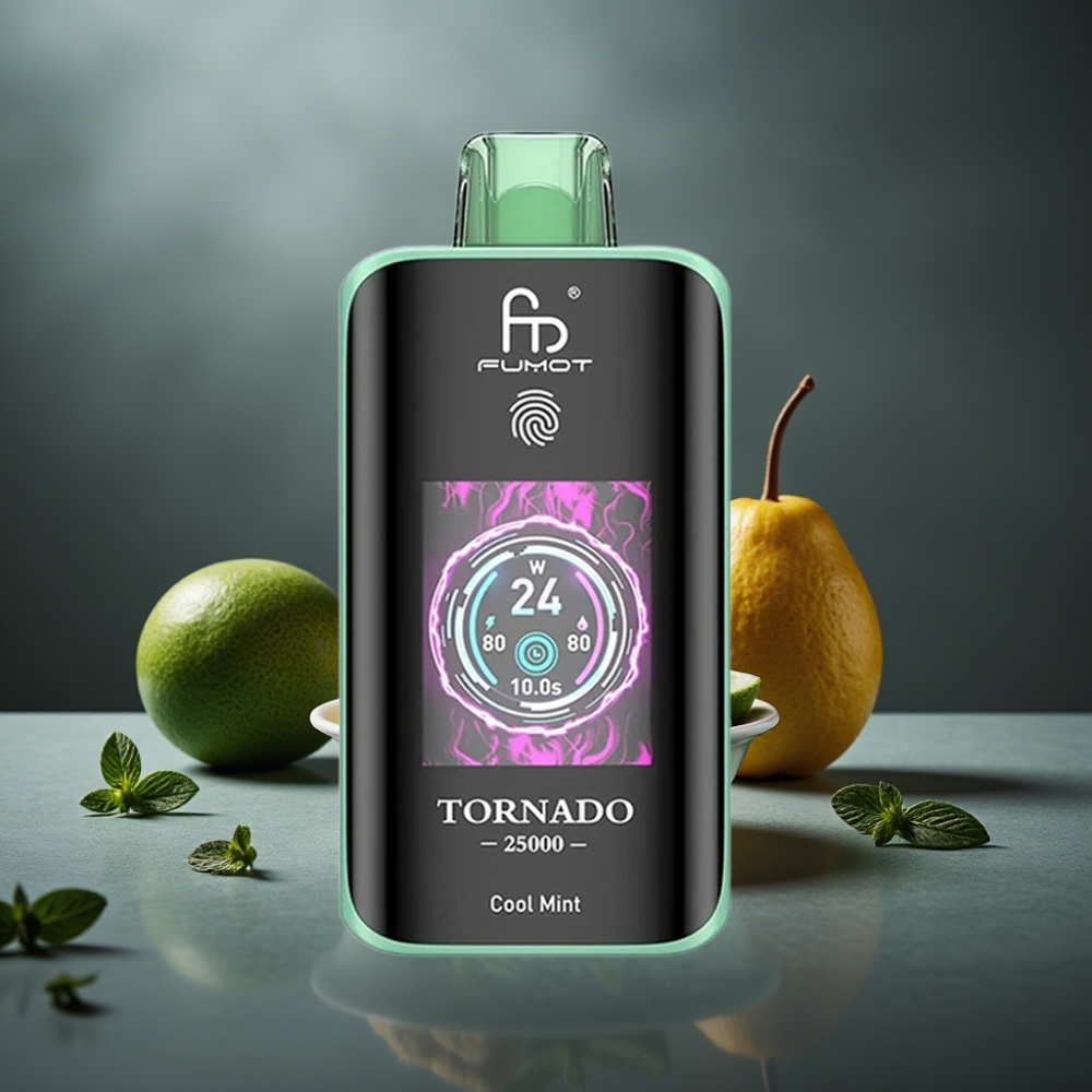 Fumot Tornado 25000 Puffs Kølig Mynte med HD Skærm og Type-C Opladning