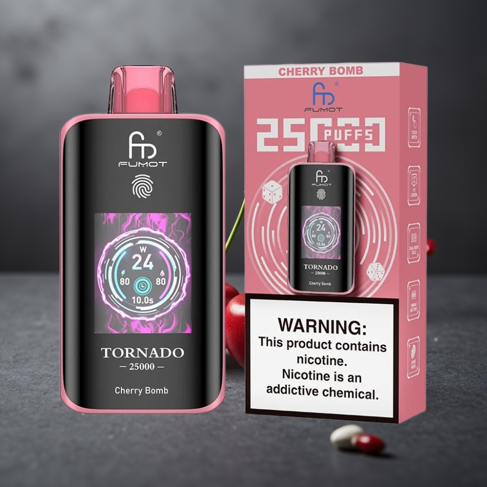 Fumot Tornado 25000 Puffs Kirsebombe HD Skærm 20ml Type-C
