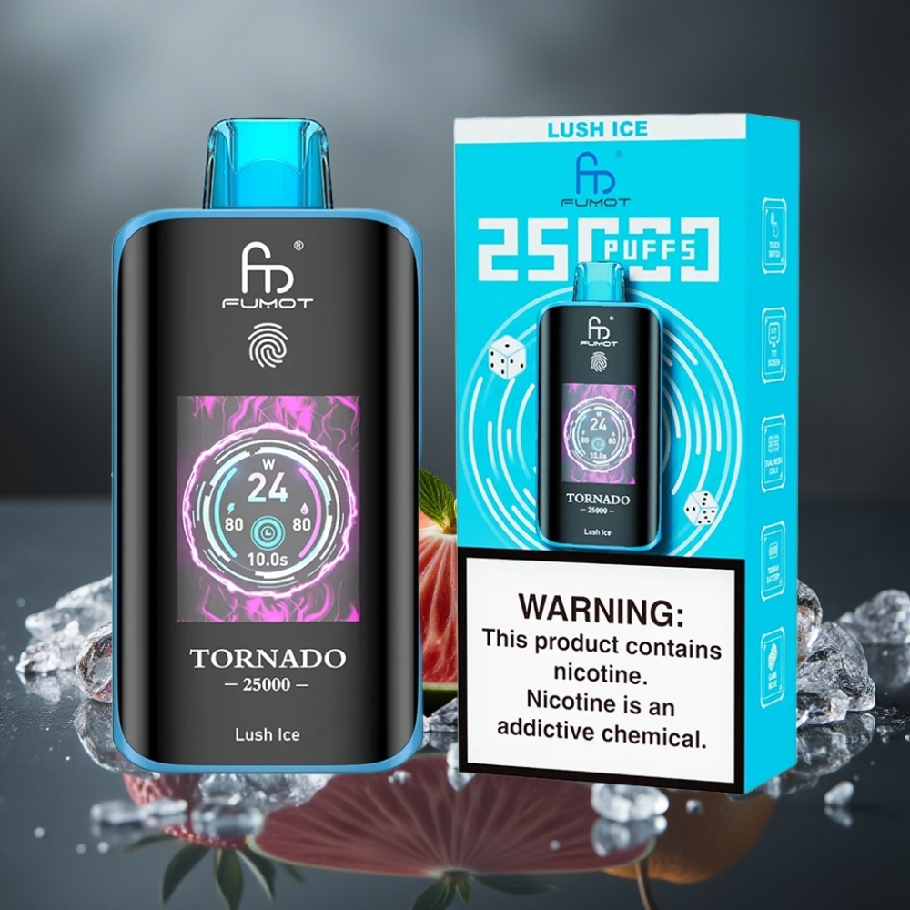 Fumot Tornado 25000 Puffs Lush Ice HD Skærm Type-C 20ml