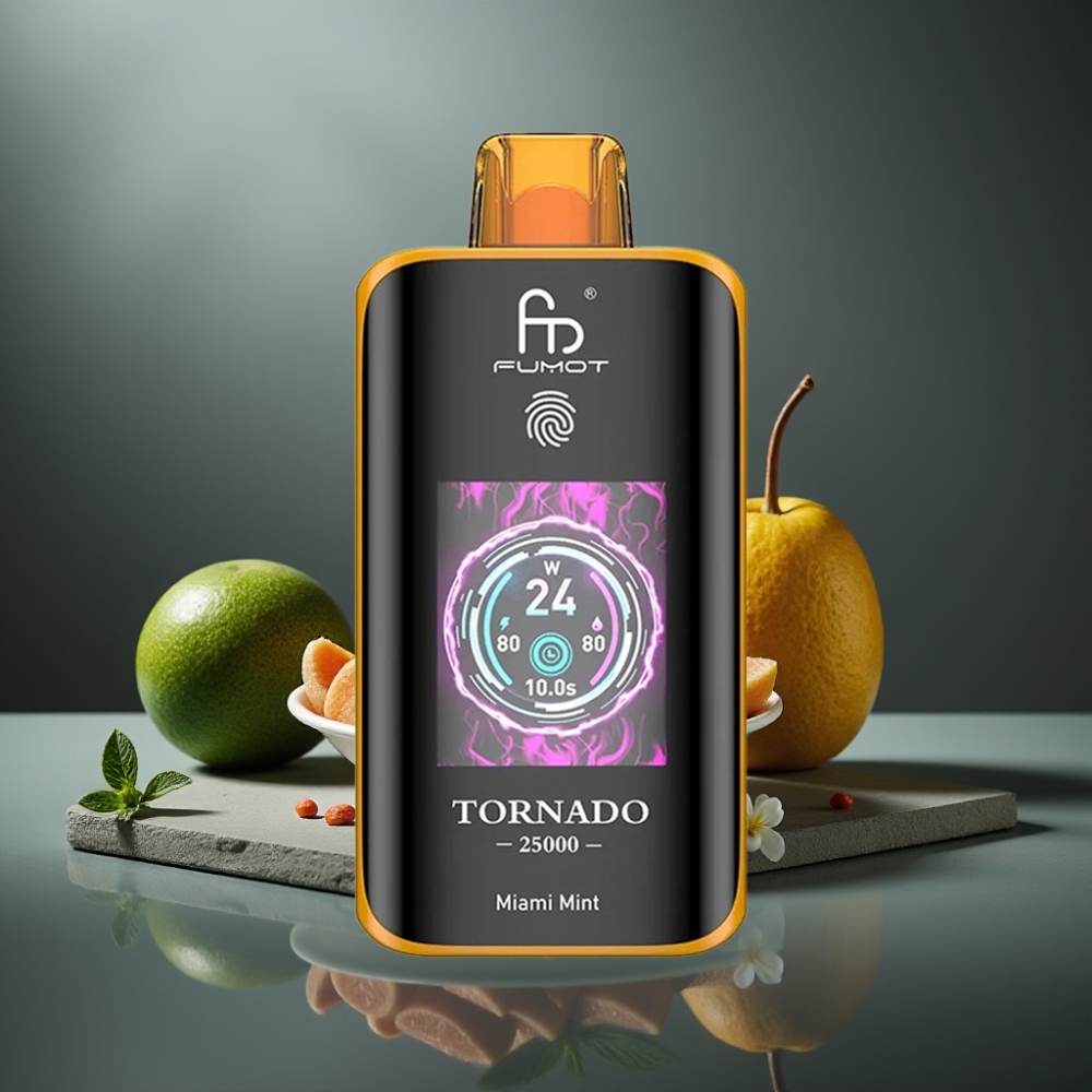 Fumot Tornado 25000 Puffs Miami Mint med HD-skærm og Type-C opladning