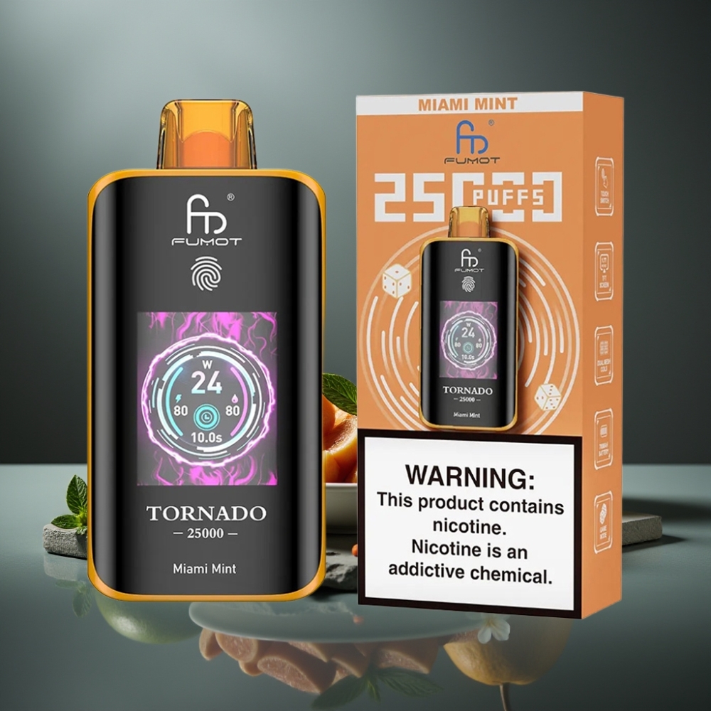 Fumot Tornado 25000 Puffs Miami Mint med HD-skærm og Type-C opladning