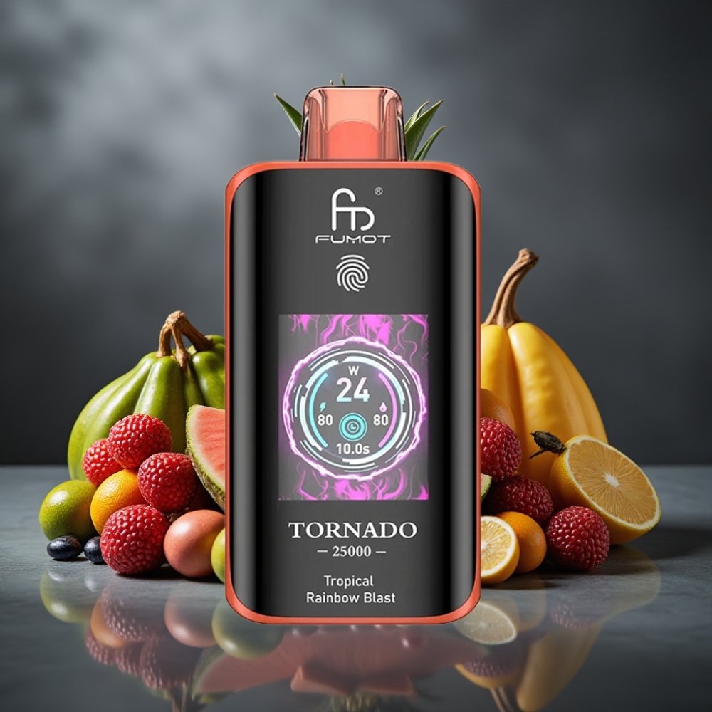 Fumot Tornado 25000 Puffs Tropisk Regnbue Blast med HD Skærm & Type-C