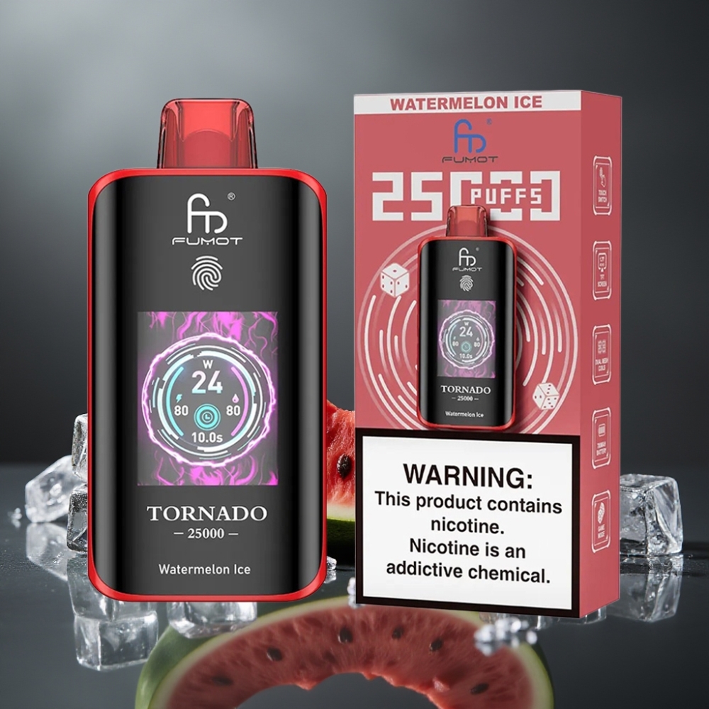 Fumot Tornado 25000 Puffs Vandmelon Is med HD Skærm & Type-C Opladning