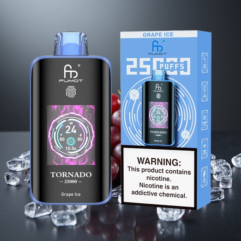 Fumot Tornado 25000 Puffs Vindrue Is HD Skærm 20ml 700mAh Type-C