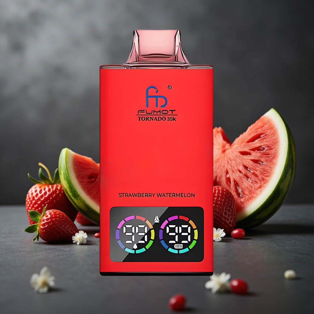 Fumot Tornado 35000 Puffs Jordbær Vandmelon Dual Mesh Coil Fast Charging USB-C