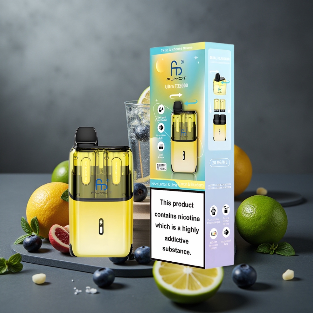 Fumot Ultra T32000 32000 Puff Frisk Citron & Lime - Citron & Blåbær med 800mAh Batteri & Type-C Opladning