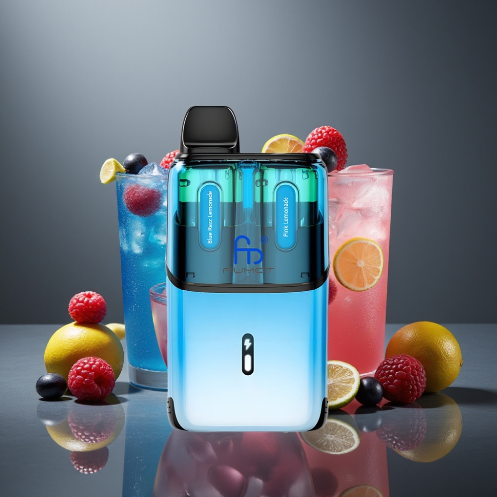 Fumot Ultra T32000 32000 Puffs Blå Hindbær Lemonade - Lyserød Lemonade 24ml 20mg Type-C