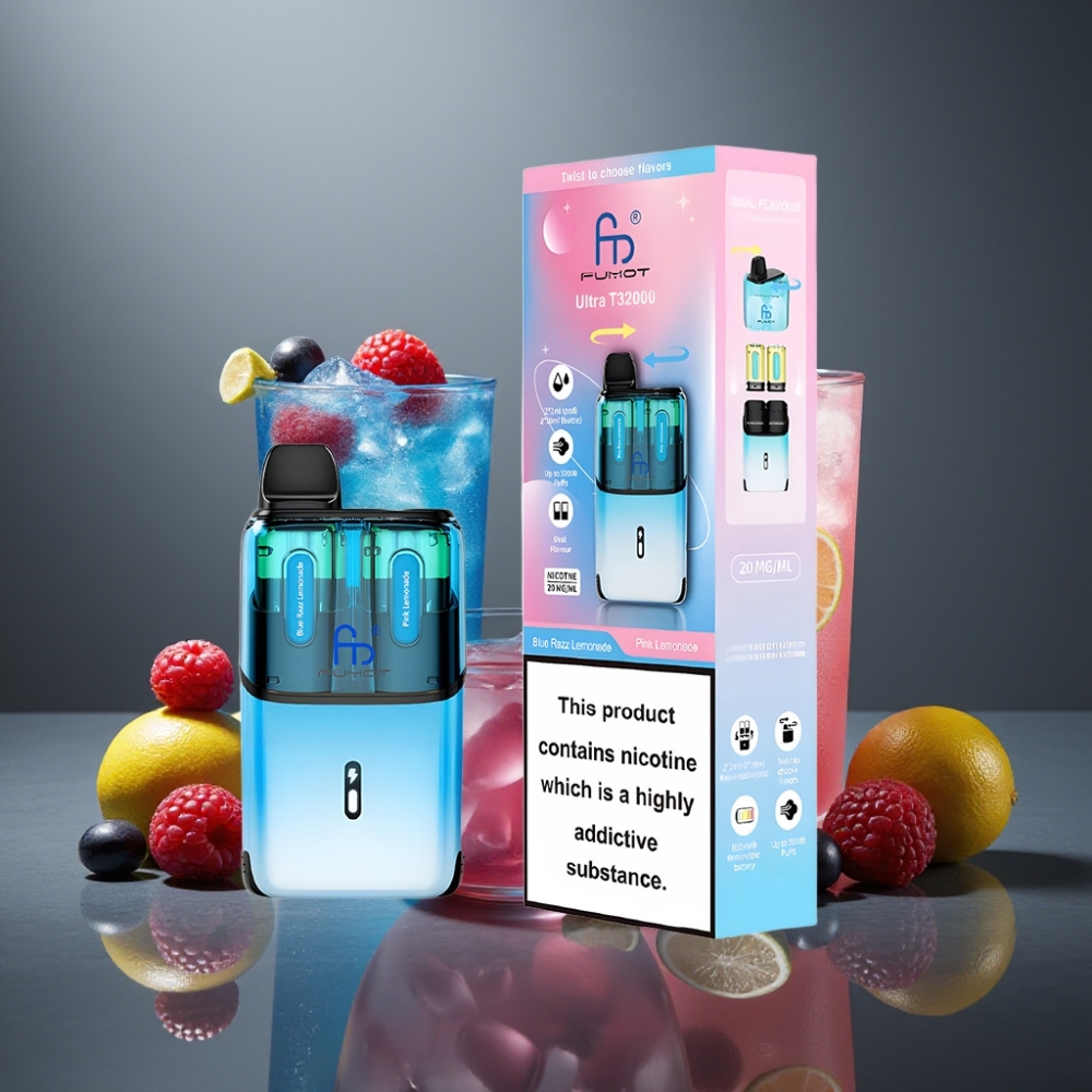 Fumot Ultra T32000 32000 Puffs Blå Hindbær Lemonade - Lyserød Lemonade 24ml 20mg Type-C