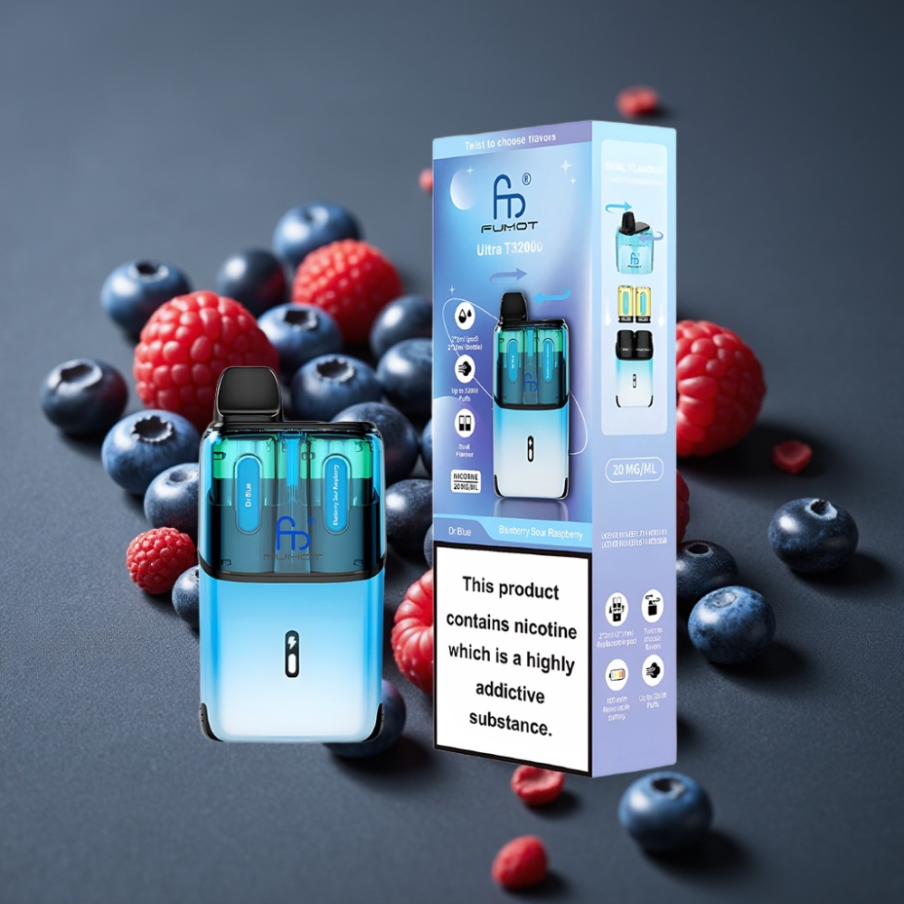 Fumot Ultra T32000 32000 Puffs Dr Blå - Blåbær Sur Hindbær 24ml 800mAh Type-C