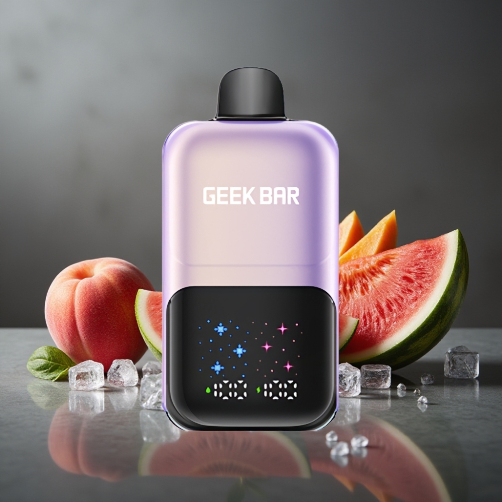 GEEK BAR 2GO 50000 Puffs Fersken Mango Vandmelon Is Interaktiv Stor Skærm Justerbar Kølighed