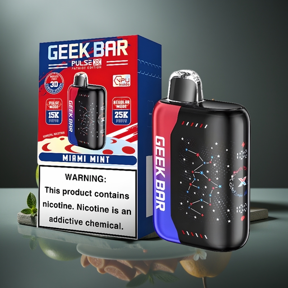 GEEK BAR Pulse X 25000 Puffs Patriot Edition med 18mL E-Væske og Dual Mesh Coil