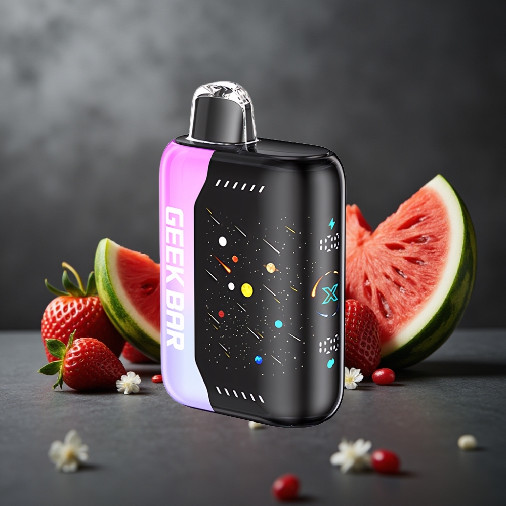GEEK BAR Pulse X 42K Puffs Meteor Edition Jordbær Vandmelon med 3D buet skærm og Dual Mesh Coil