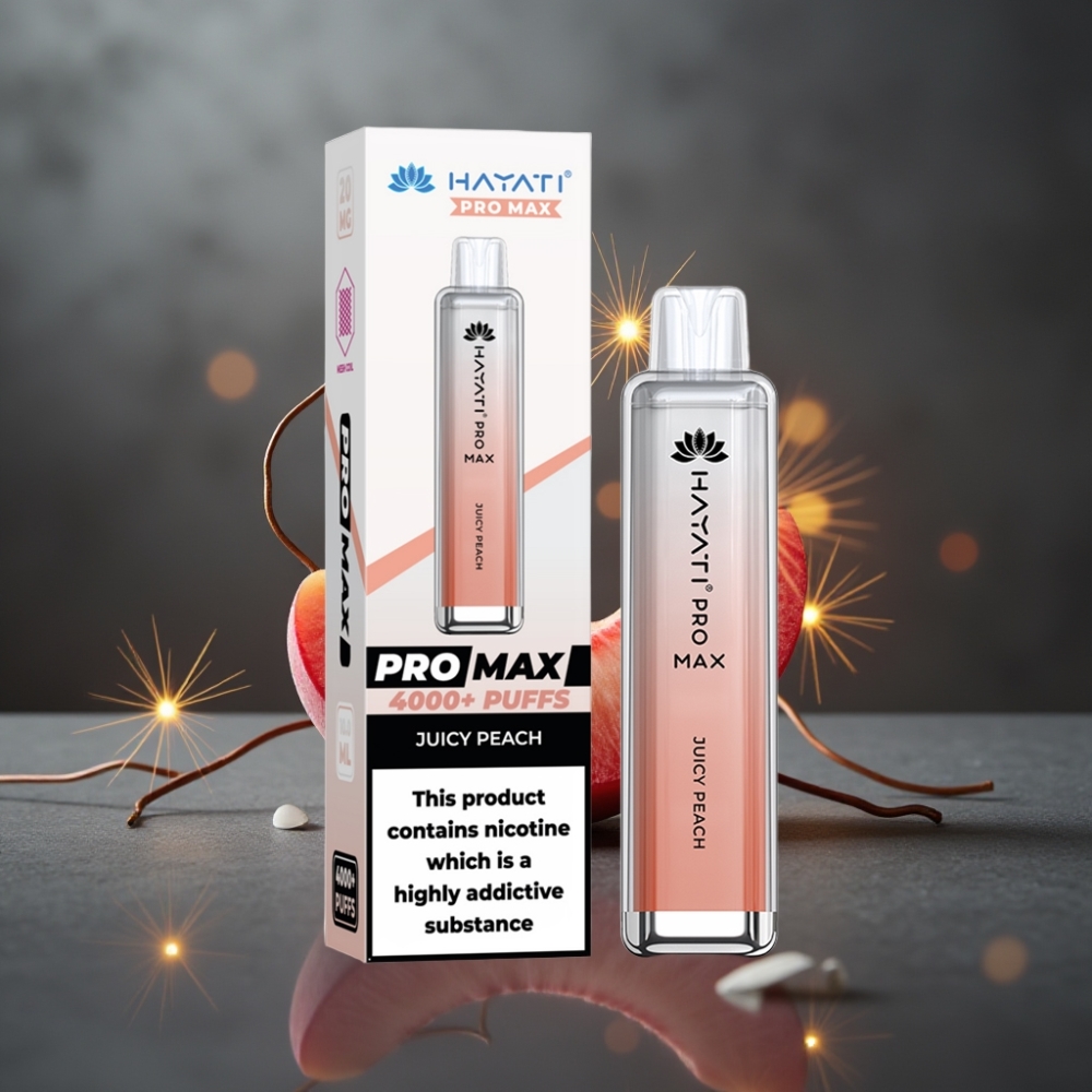 Hayati Pro Max 4000 Puffs Bærbar E-cigaret Juicy Peach (Saftig Fersken) 1400mAh
