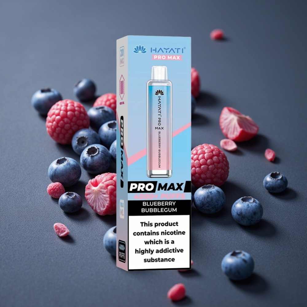 Hayati Pro Max 4000 Puffs Blåbær Bubblegum Genopladelig Dual Coil TPD