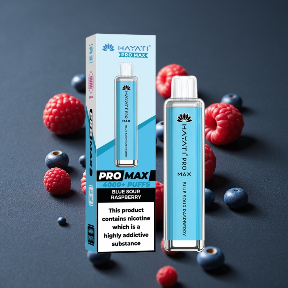 Hayati Pro Max 4000 Puffs Blue Sour Hindbær (Blå Sur Hindbær) Genopladelig 1400mAh