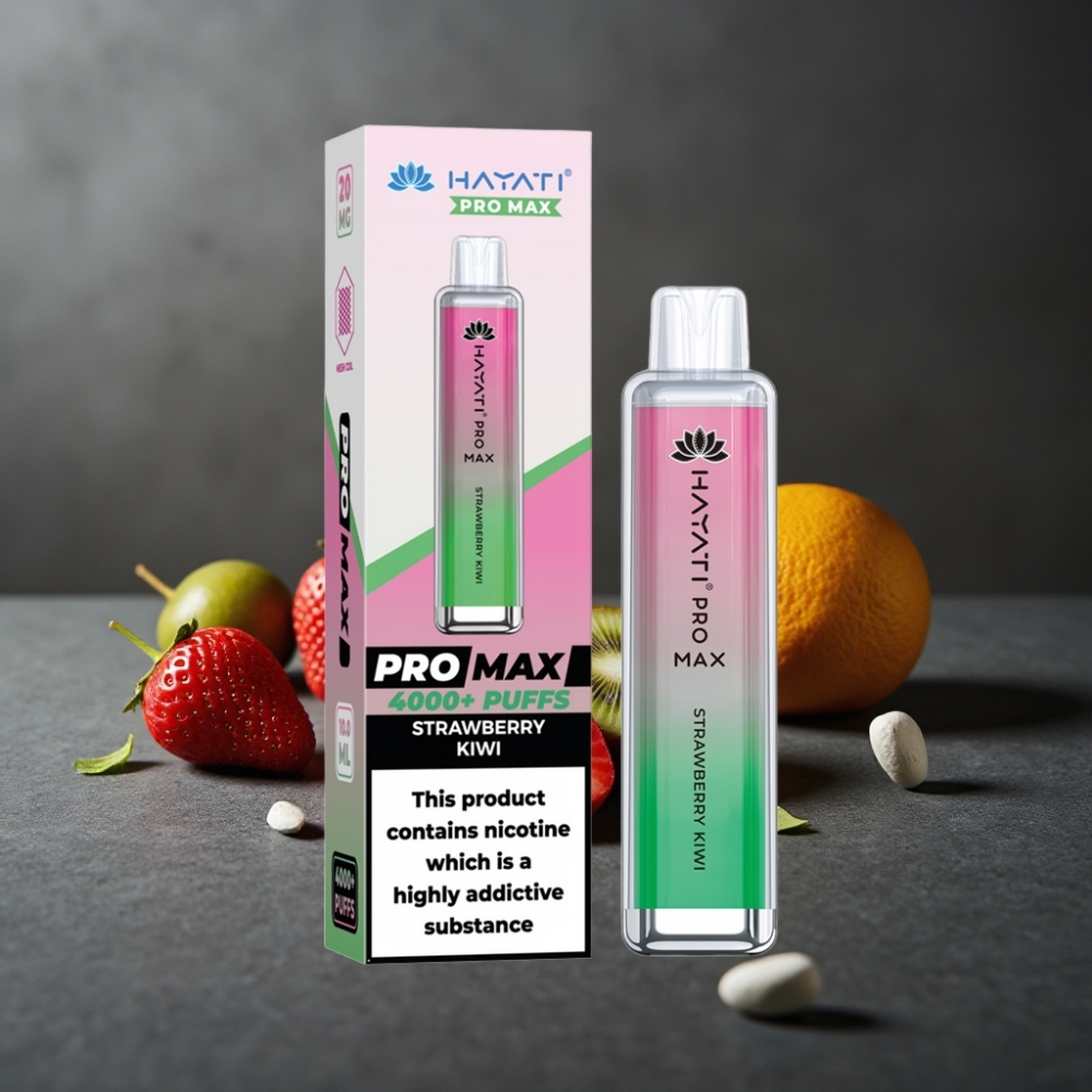 Hayati Pro Max 4000 Puffs Engangs Vape Jordbær Kiwi & Opladningsbar 1400mAh