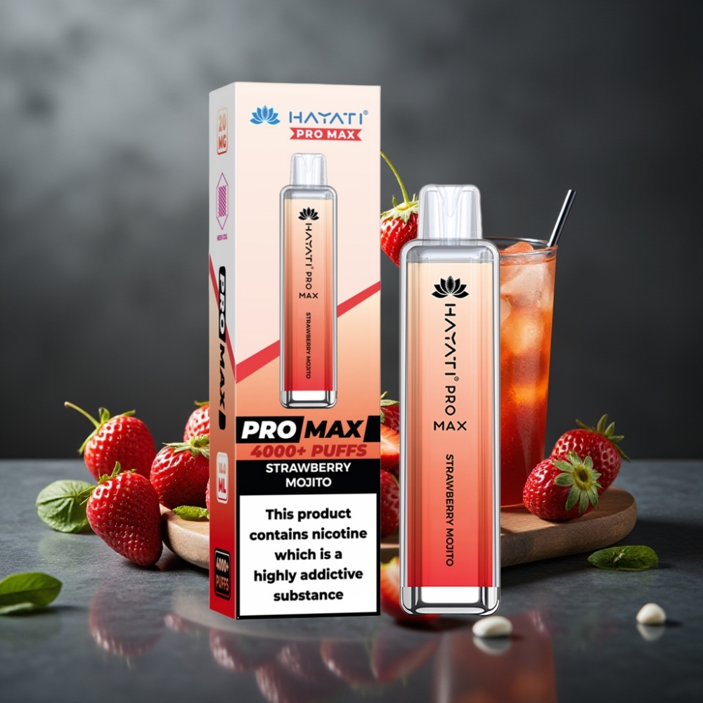Hayati Pro Max 4000 Puffs Engangs Vape Jordbær Mojito 1400mAh 2ml TPD