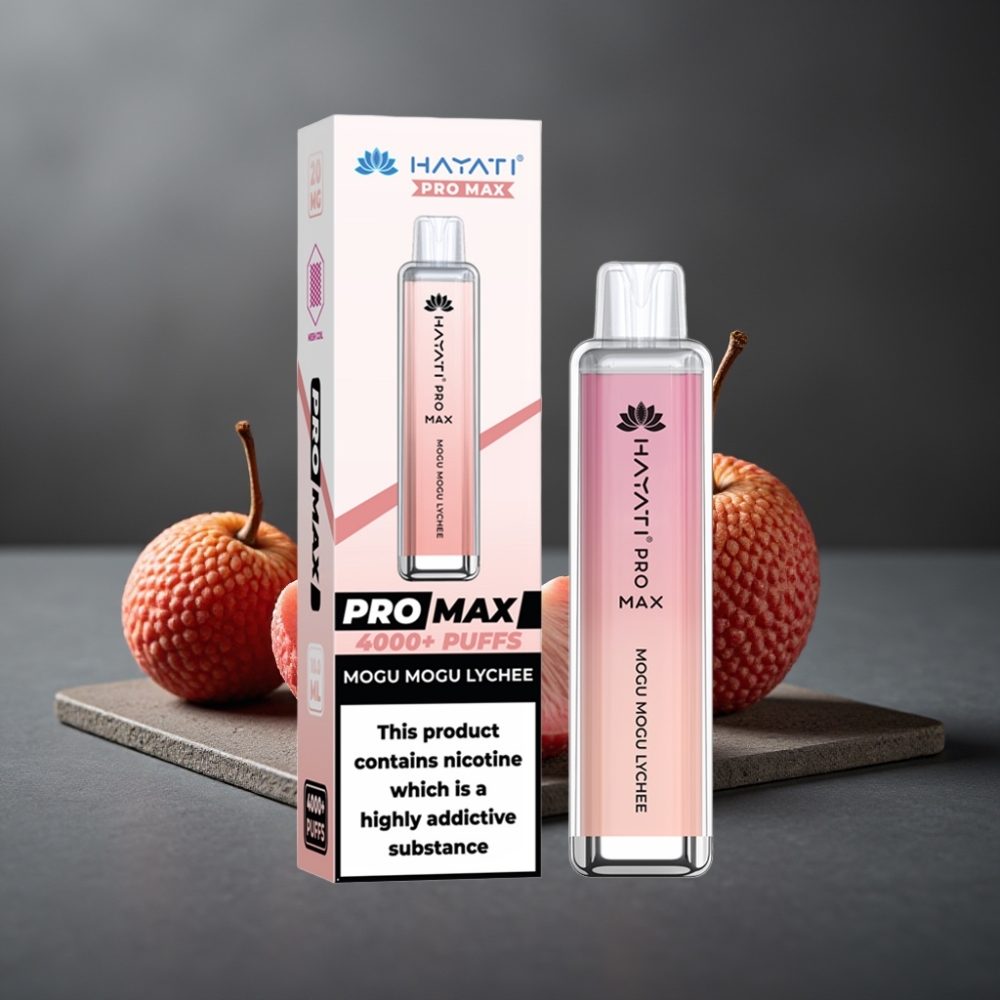 Hayati Pro Max 4000 Puffs Enkeltbrugs E-cigaret Mogu Mogu Litchi med 1400mAh Batteri og Genopladning