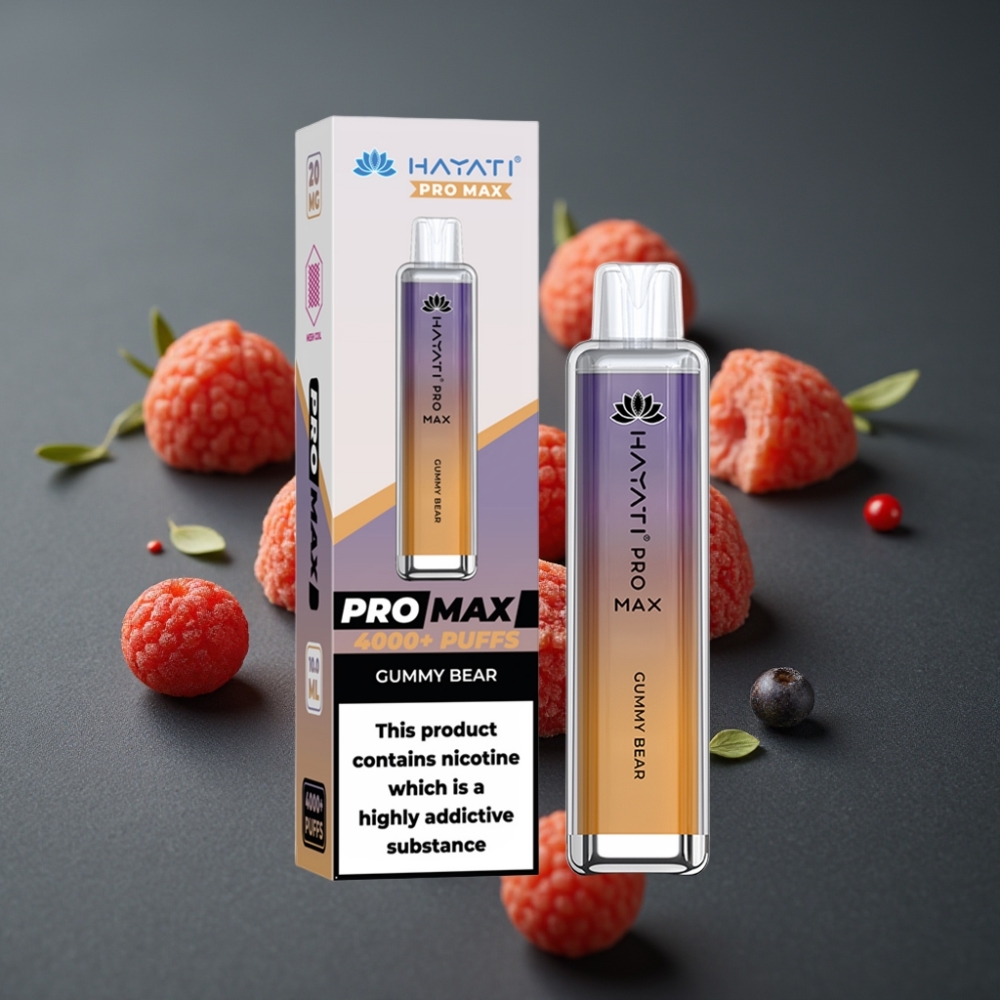 Hayati Pro Max 4000 Puffs Gummibjørn Opladelig 1400mAh Dual Mesh Coil