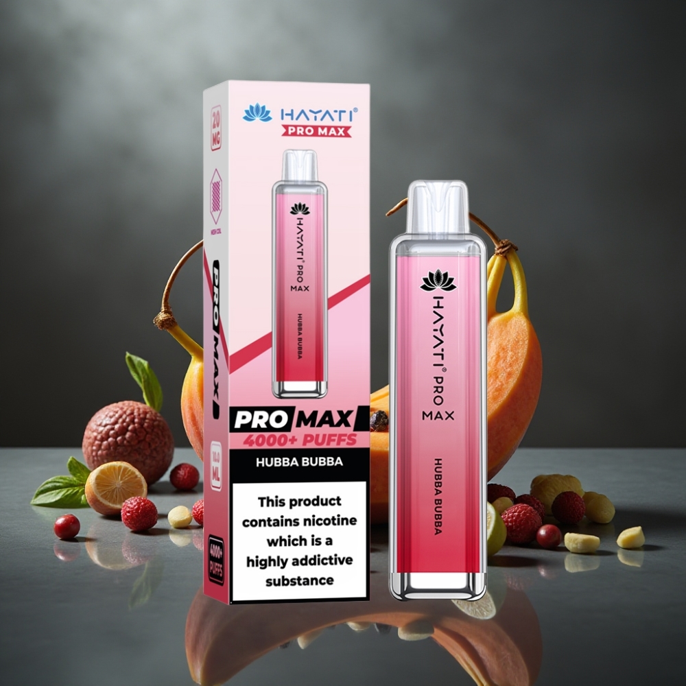 Hayati Pro Max 4000 Puffs Hubba Bubba Genopladelig Disposable Vape med 1400mAh Batteri