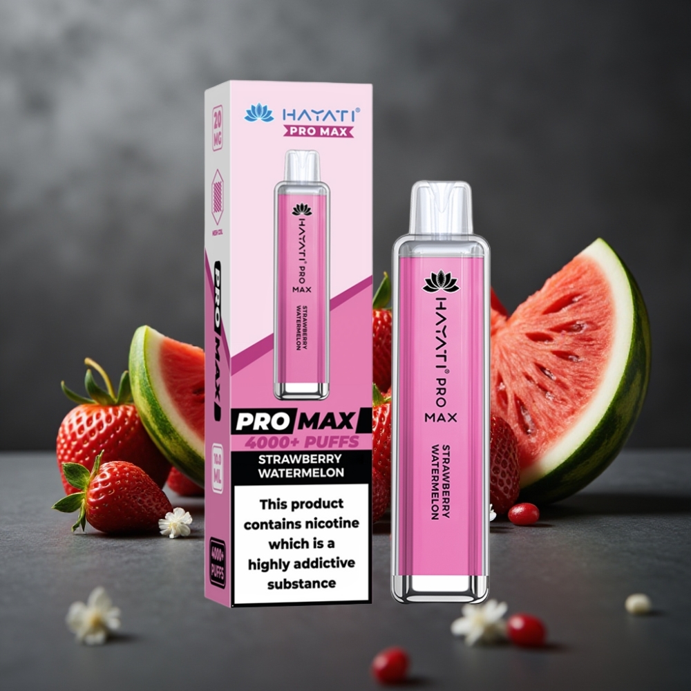 Hayati Pro Max 4000 Pust Genanvendelig Vape Jordbær Vandmelon med 1400mAh