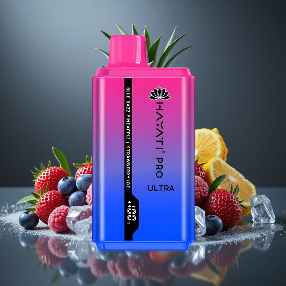 Hayati Pro Ultra 15000 Puffs Blå Hindbær Ananas Jordbær Is 2×12ml 2%