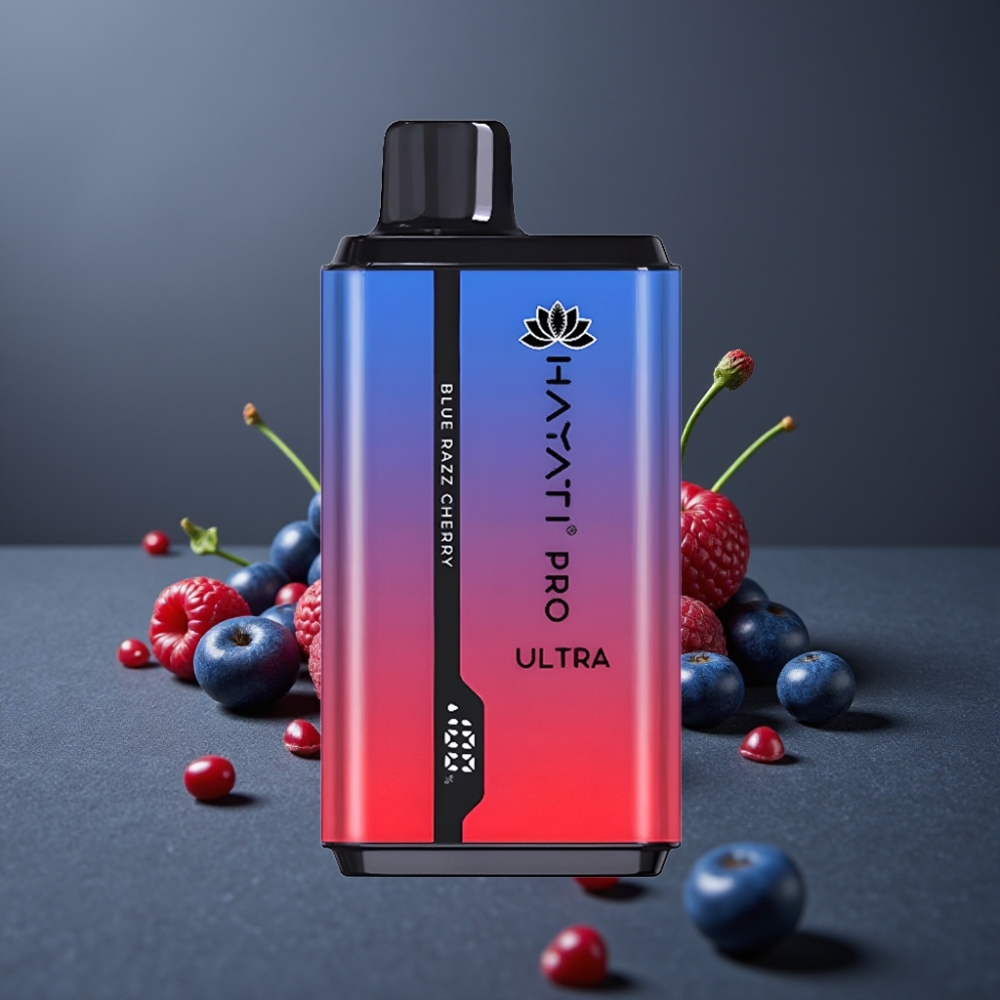 Hayati Pro Ultra 15000 Puffs Blå Razz Kirsebær med 850mAh og 2×12ml