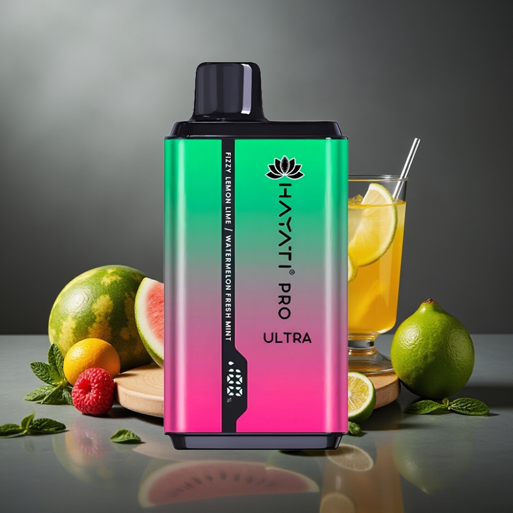 Hayati Pro Ultra 15000 Puffs Frisk Mynte & Sprudlende Citron/Lime Vandmelon 850mAh 2×12ml 2%