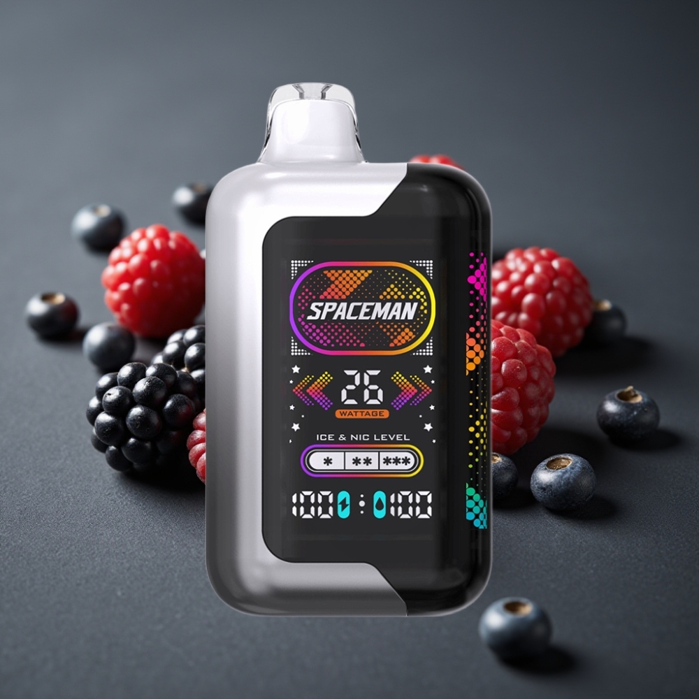 SMOK SPACEMAN SP40000 40000 puff Brombær Razz 0% nikotin 20ml 1000mAh skærm
